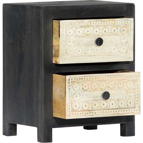Maison Exclusive - Nachttisch Handgeschnitzt Grau 40x30x50 cm Mas (1/5)