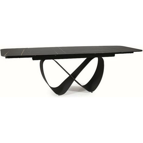 Table design rectangulaire extensible aspect marbre noir Ambre (1/5)