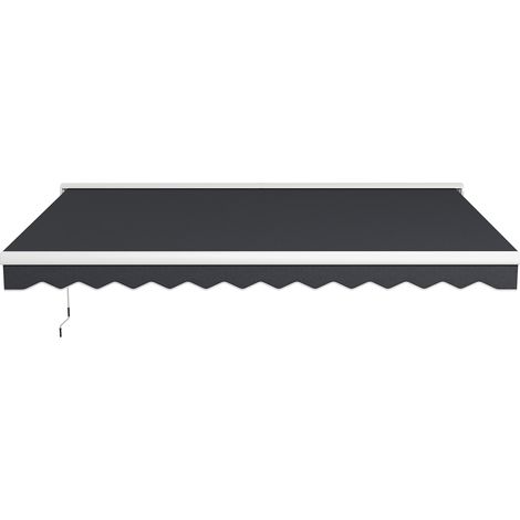 Store solaire rétractable électrique/manuelle, demi-cassette, télécommande, cadre en aluminium, 4 x 3 m, gris (1/5)
