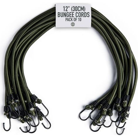 12" (30CM) Tie-Down Straps - Pack of 10 - Tension Hooks - Tensioners with Hooks for Luggage, Roof Racks, Camping - UV & Weather Resistant (1/5)