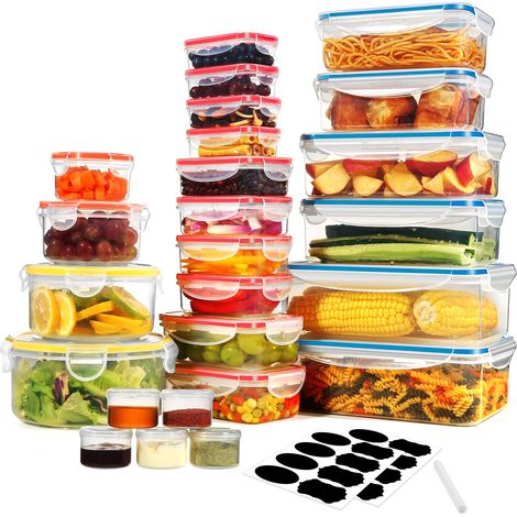 Boîte Conservation Alimentaire 50 Pièces, Sans BPA Boîte Alimentaire Set, Plastique Boîte Hermetique Alimentaire, 100% Étanche, Adaptés au Micro-ondes et au Congélateur (1/5)