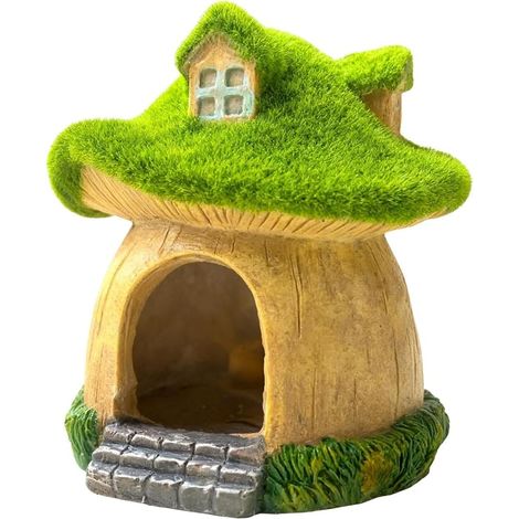 Décoration Aquarium Maison Résine avec Mousse - Cachette pour Poisson Betta, Abri pour Crevettes - Ornement pour Aquascaping et Terrarium