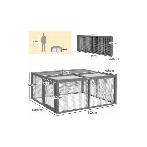 Clapier en bois naturel pour lapins nains pliable avec enclos, toit ouvrant et poignée pour jardin, terrasse et plein air (1/5)