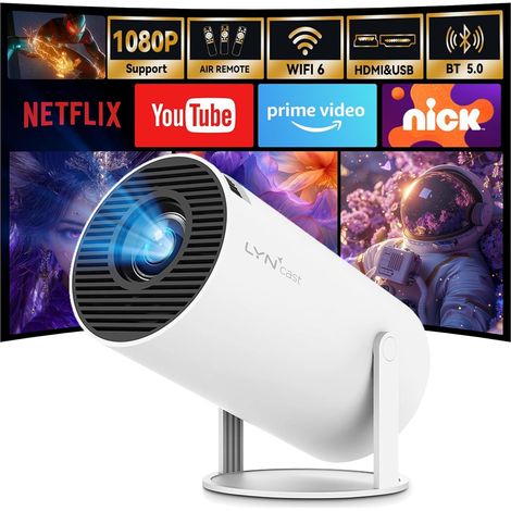 Mini projecteur avec WiFi et Bluetooth, Android 11, prise en charge 1080P/4K [GPA]