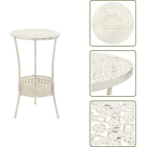 Bistrotisch Vintage-Stil Rund Metall 40 x 70 cm Weiß - Esstisch - Bistrotisch - Vintage Stil - Metalltisch - Kleiner Tisch (1/5)