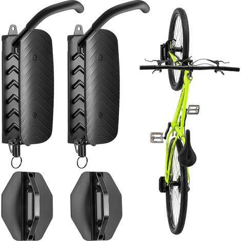 Lot de 2 supports muraux pivotants pour vélo, cintres pour garage, support robuste pour intérieur, support mural réglable, crochet de rangement vertical pour vélo VTT, peut supporter jusqu'à 30 kg (1/5)