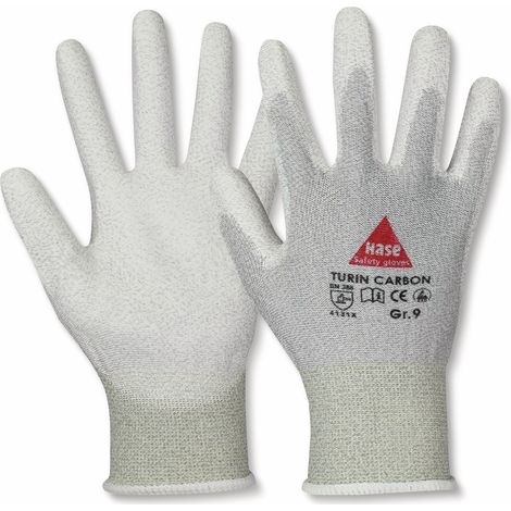 Gants HASE SAFETY, TURIN CARBON, antistatiques, gris/blanc, taille 10