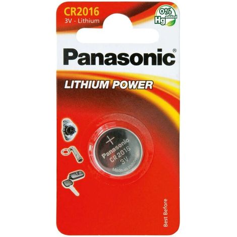 Panasonic – Pile bouton CR2016 3V – Taux de décharge faible – Durée de vie jusqu'à 10 ans – Pour montres, clés, jouets et dispositifs médicaux
