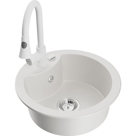 Mexen Diego 1-Becken-Granit-Spüle mit Mischbatterie Elia, Weiß - 6512-20-670101-20 (1/5)