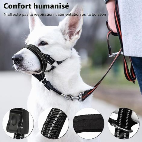 Dog Headcollars, Adjustable Dog Muzzle Harness with Padded Noseband, Black Dog Headcollars for Daily Walks, Grooming and Claw Cutting (L) (1/4)