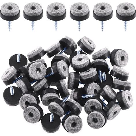 Lot de 40 patins en feutre antidérapants pour meubles - 20 mm - À visser - Protection sol pour pieds de chaise en bois