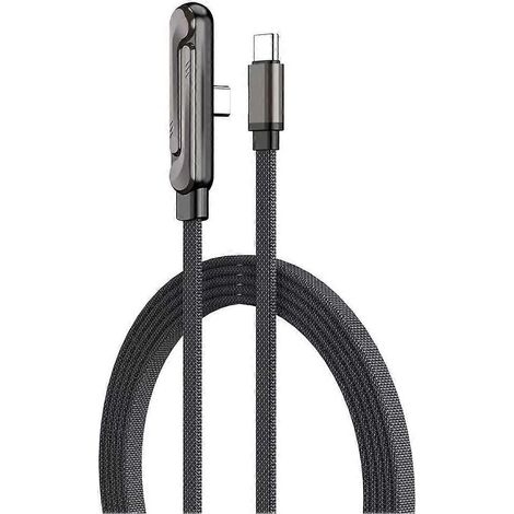 Câble de charge rapide tressé 240 W, câble USB-C coudé à 90°, chargeur multifonctionnel avec support intégré pour téléphone (1/5)