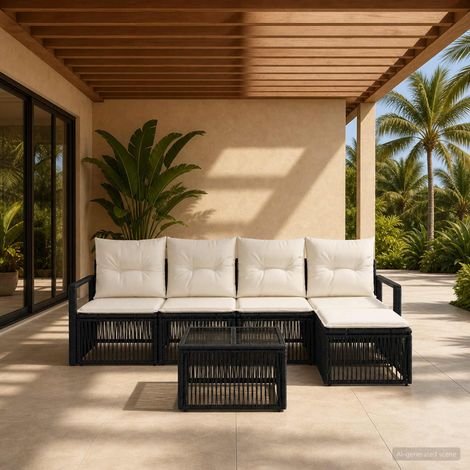 vidaXL Set Divano da Giardino 6 pcs Nero polyrattan (1/5)
