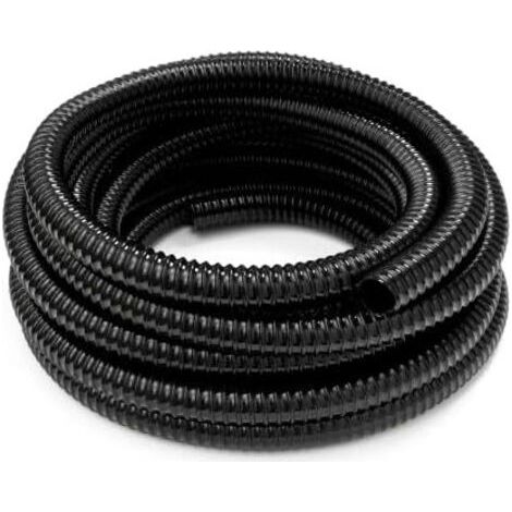 Tuyau spiralé en PVC, 42 mm, 20 m de long, tuyau ondulé ignifuge en plastique polypropylène pour étangs et ruisseaux, noir (1/5)