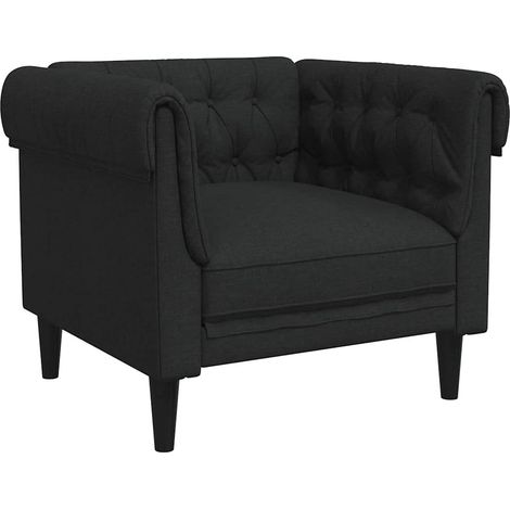 Fauteuil de Salon，Chaise，Fauteuil Chesterfield noir tissu CFW934607 (1/5)