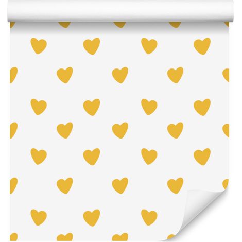 Papier peint Cœurs Blanc, Crème et Or 50x1000 cm (1/5)