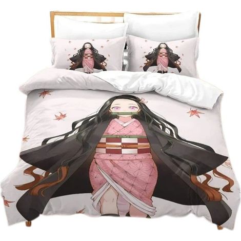 Parure de lit Demon Slayer Nezuko, 220 x 240 cm, fermeture éclair, literie enfant (1/5)