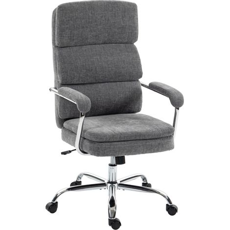 CHICFURN Silla de oficina ergonómica 72,5 x 65 x 118 cm de poliéster gris, 360° (1/5)