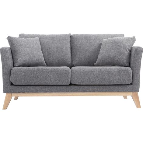 Sofa skandinavisch 2 Plätze Hellgrau helle Holzbeine OSLO (1/5)