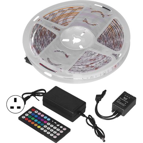 Bandeaux lumineux 5m avec mode musical, étanches pour intérieur et extérieur, 110V‑240V prise UK (1/5)