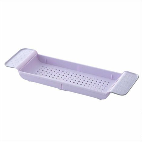 BUNTHAUS Réglable Baignoire Rack Plateau Caddy Etagere Douche Baignoire Salle De Bains De Stockage Cuisine Drain Rack rose (1/4)