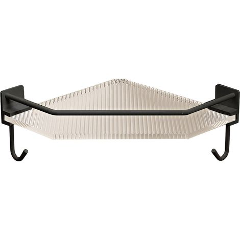 [Support de douche d'angle sans perçage] Caddy de douche acrylique noir grande capacité 32x23cm avec crochet, pour salle de bain, cuisine, dortoir (1/5)