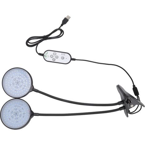 Lampe de croissance LED à double tête 30 W avec pince, 5 niveaux de luminosité, pour plantes d'intérieur (1/5)