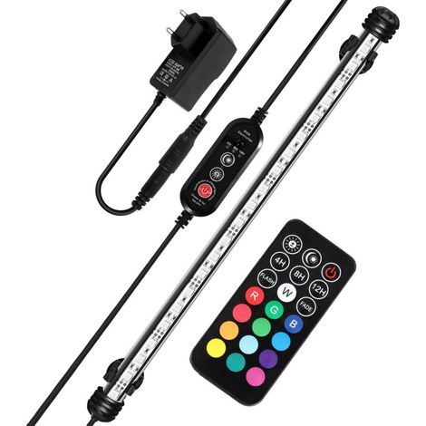SWANEW Lampada LED per acquario - Lampada a cambio colore con telecomando colorato - IP67 RGB - 58 cm (1/5)