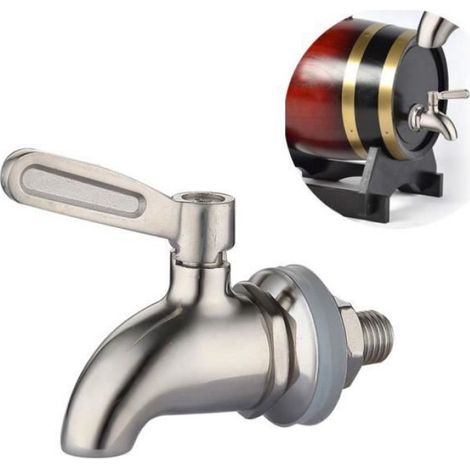 Robinet Tonneau - Robinet Vinaigrier en Acier Inoxydable 16 mm - Pour Distributeur de Boissons Vin Bière Jus Eau - 1 Pièce (1/3)