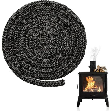 Joint haute température en fibre de verre 8mm x 4m – Étanchéité jusqu'à 600 °C – Pour poêles à bois et cheminées (1/5)