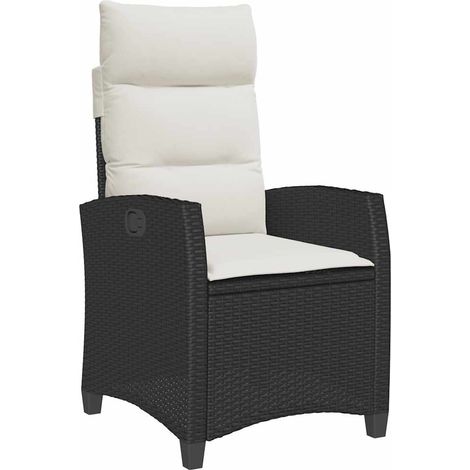 vidaXL Sedia Reclinabile da Giardino con Tavolino Nera Polyrattan (1/5)