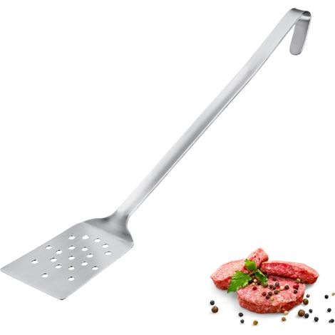 Turner Pro spatule en acier inoxydable avec trous et crochet de suspension parfaite pour les poêles, les barbecues et les cuisines pelle à poêle argent, 45 cm (1/5)