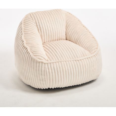 Poltrona pouf in ciniglia beige con imbottitura in memory foam (1/4)