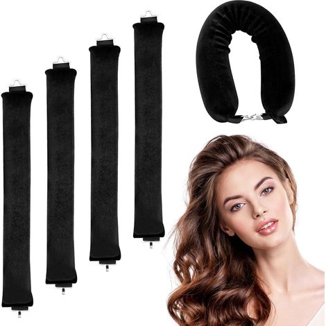 4 Pièces Bigoudis Cheveux, Boucle Sans Chaleur, Boudin Cheveux Boucles Overnight Blowout, Heatless Hair Curlers, Rouleau avec Crochets, Bigoudi Boucleur Rouleaux pour Divers Types de Cheveux (1/5)