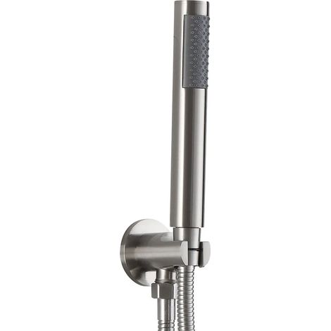 Kit doccia completo satinato in acciaio inox con doccetta in ottone (1/5)