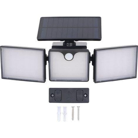 Lumière Solaire Extérieure Détecteur de Mouvement 50000H LED Étanche IP65 3 Têtes pour Jardin et Terrasses - KZQ (1/5)