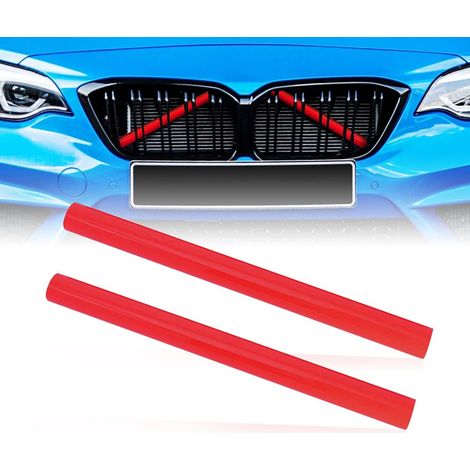 Compatible con BMW (2 piezas) Rojo 330 mm F20 F30 F21 F22 F23 F31 F32 F33 F34 F36 F40 F44 Rejilla delantera Inserto Tira decorativa Cubierta Marco Adhesivo decorativo para coche