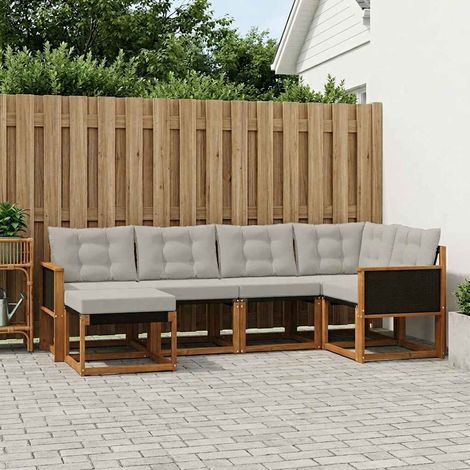 vidaXL Outdoor-Sofagarnitur mit Kissen 6 pcs Natürlich und Hellgrau (1/5)