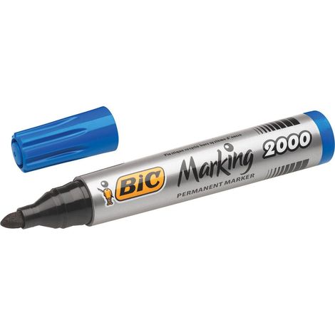Caja de Rotuladores de Punta Fibra Acrílica Permanente Bic Marking 2000/ 4.9mm/ 12 unidades/ Azules (1/3)