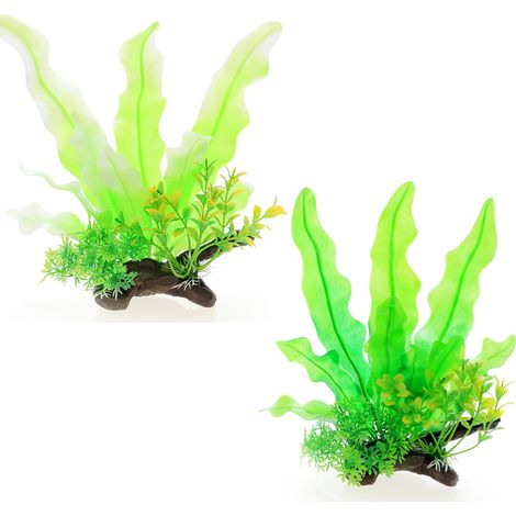Plante Aquatique Artificielle - En PVC Non Toxique - Pour Aquarium Eau Douce et Marine - 2 Pièces (1/5)