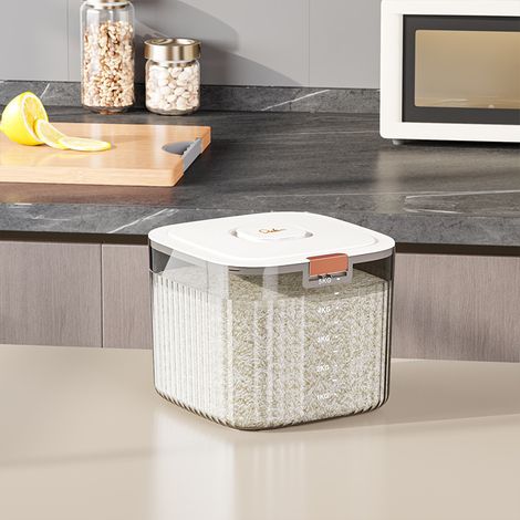 Seau à riz hermétique, étanche aux insectes et à l'humidité, pour le stockage des céréales, pot à riz de qualité alimentaire, boîte de rangement pour riz et farine (gris, petit format, paquet de 5 kg) (1/5)