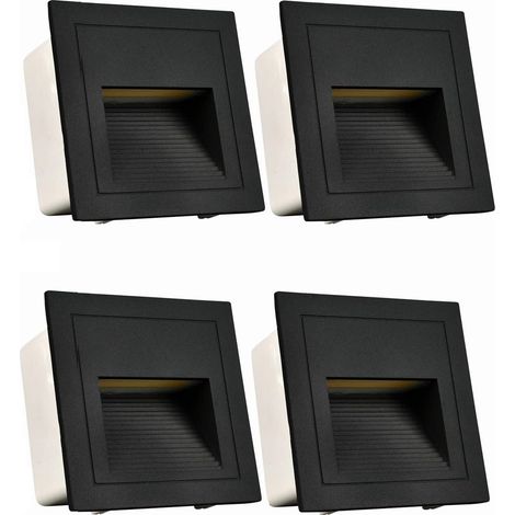 Applique Murale LED - 3 W - 90 x 90 x 32 mm - Blanc Chaud - IP65 - Pour Escaliers Couloirs Balcon - Ensemble de 4