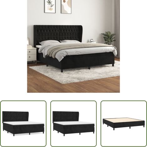 vidaXL Matelas à ressorts ensachés - Sommier à lattes de lit et matelas Noir 160x200 cm Velours (1/5)