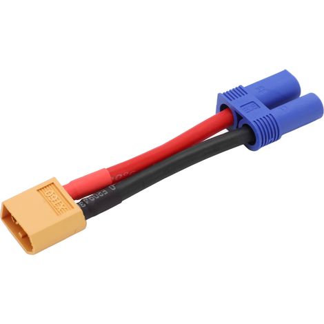 Câble XT60 vers EC5 pour voiture RC - Haute sécurité - Silicone souple, durable et résistant - Compatibilité renforcée - Connecteur XT60 mâle vers EC5 femelle (1/5)