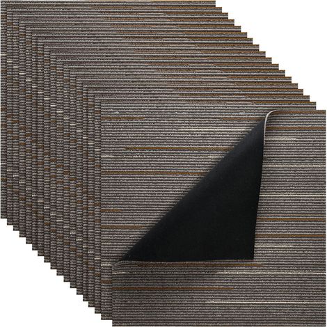 Moquette Modulable 610x610 mm, 24 Pièces Tapis Carré, Sol Commercial Doux, Revêtement Sans Joint 8,9 m², DIY Facile pour Salon Chambre Bureau, Brun Foncé (1/5)