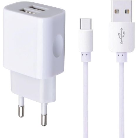 Chargeur USB C - Chargeur Mural Adaptateur USB double + Câble USB Type C - Prise USB C Compatible avec Samsung, Iphone 15, Xiaomi, Ipad, Tablettes et Tout Type de Gadgets et téléphones portables (1/5)