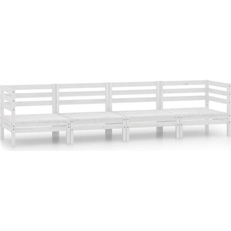 Set Divani da Giardino 4 pz Salotto da Giardino Bianco in Legno Massello di Pino (1/5)