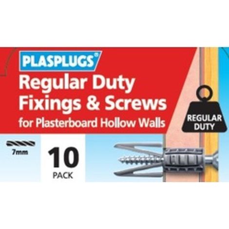 Plasplugs HWRS010 Regular-Duty Fixings & Screws Pack of 10 PLAHWRS010 (1/2)