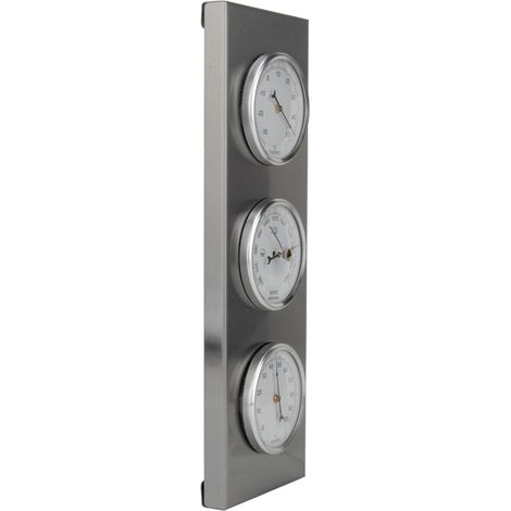 Otio – Station météo thermomètre-hygromètre-baromètre en acier inoxydable – Plage de température -20°C à +50°C – Grands cadrans 7 cm