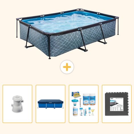 Exit-toys Piscine Exit Rectangulaire - Effet Pierre - 300x200x65 cm - 5-pièces SCB61 (1/5)